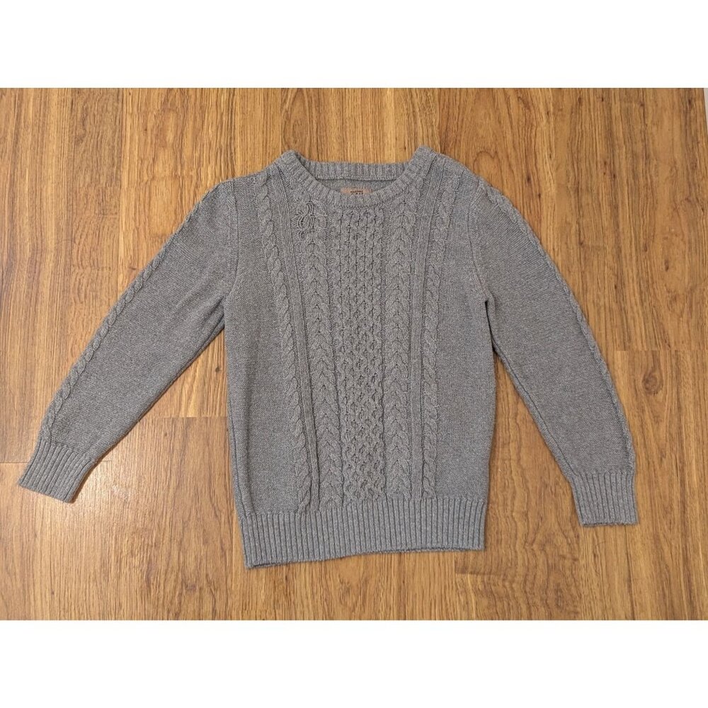 Maximus Rex Boys Gray Cable Knit Pullover Sweater Cotton Blend Size 7